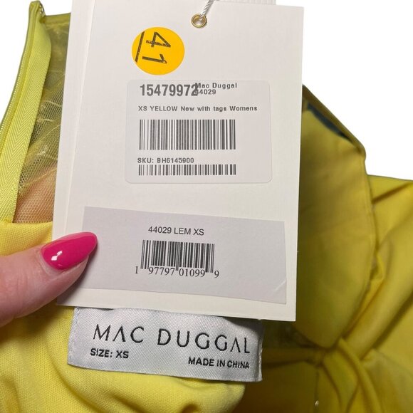 Mac Duggal Yellow Beaded Gown 44029 XS NWT Sweetheart Slit Formal Dress - Picture 6 of 6